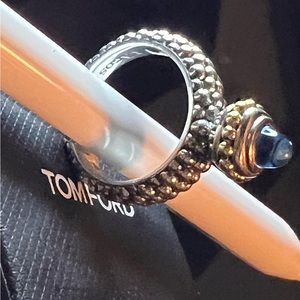 Lagos Blue Topaz Caviar Sterling Silver Ring Size 7